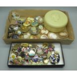 A collection of cloisonne enamelled earrings and brooches and a collection of other brooches