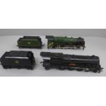 Two 00 gauge mode locomotives, Mainline BR Green 45736 Phoenix and Hornby 46205 Princess Victoria