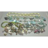 Ten vintage costume necklaces