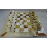 A marble chessboard, with pieces