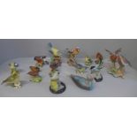 Eight Beswick birds, two a/f (beaks) and seven others