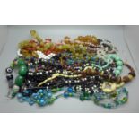 A collection of mixed bead necklaces