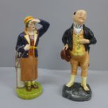 A Royal Doulton Pickwick figure, a/f, head restored, and a Royal Crown Derby figure of a lady golfer