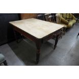 A Victorian pine scrub top single drawer farmhouse kitchen table