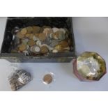 A cash tin with assorted pre-decimal and decimal coins, 4.5kg