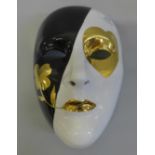 A Bauze masquerade mask, with 24ct gold detail, by the Lladro family