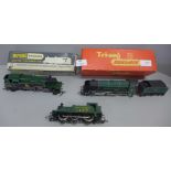 Three 00 gauge locomotives including Tri-ang R59 2-6-2 Tank loco and Wrenn W2207