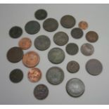 A collection of old bronze coins