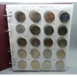 An album of approximately 90 50p coins in catalogue