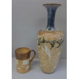 A Doulton Lambeth stoneware vase, and a Royal Doulton stoneware mug