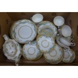 Approximately fifty items of Royal Doulton The Roxbury tea and dinnerwares, teapot lid with rivet