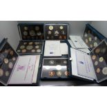 Seven UK proof coin sets, 1984-1997