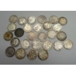 Assorted pre 1920 silver 3d coins, 36g