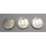 Three Victorian crowns, all 1887