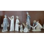 Seven Lladro figures
