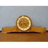 An Art Deco walnut mantel clock