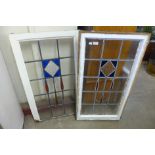 A pair of Art Deco stained glass windows