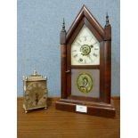 A 19th Century American mahogany lancet shaped shelf clock and one other