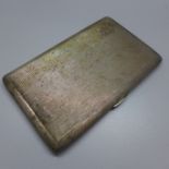 A silver cigarette case, 202g, with initials