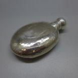 A hammered silver flask, Birmingham 1906, 25g