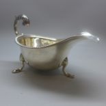 A silver sauce boat, 83g, hallmark worn