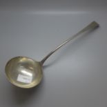 A large George III silver ladle, London 1774, 158g