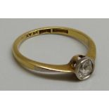 An 18ct gold and diamond ring, 1.5g, H