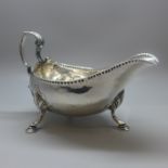 An Irish silver sauce boat, Dublin 1775, 170g, a/f repaired