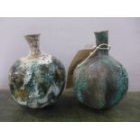 Aki Moriuchi, two studio pottery pots with studio label, 12cm