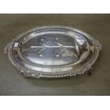 A large silver-plated meat serving/warming plate, 66cm