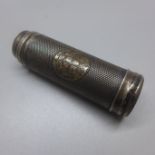 A Victorian silver cylindrical case, lids on both ends, London 1864, 75mm