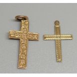 Two 9ct gold cross pendants, 2.7g