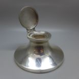 A silver capstan inkwell, diameter of base 95mm