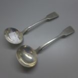 A pair of Victorian silver ladles, London 1846, maker CL, 125g