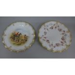 A Royal Crown Derby Royal Antoinette wavy edge plate and a Royal Crown Derby hand painted cabinet