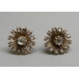 A pair of old cut diamond cluster earrings, 12mm diameter