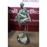 A Lynne Andrew bronze sculpture, Faery of Contemplation, 75cms h