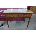 An Edward VII inlaid mahogany two drawer writing table