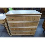 A bamboo and rattan chest of drawers