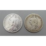 Two half crowns, 1888 and 1889