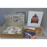 Cigarette cards: a box of cigarette and trade cards, loose and in albums