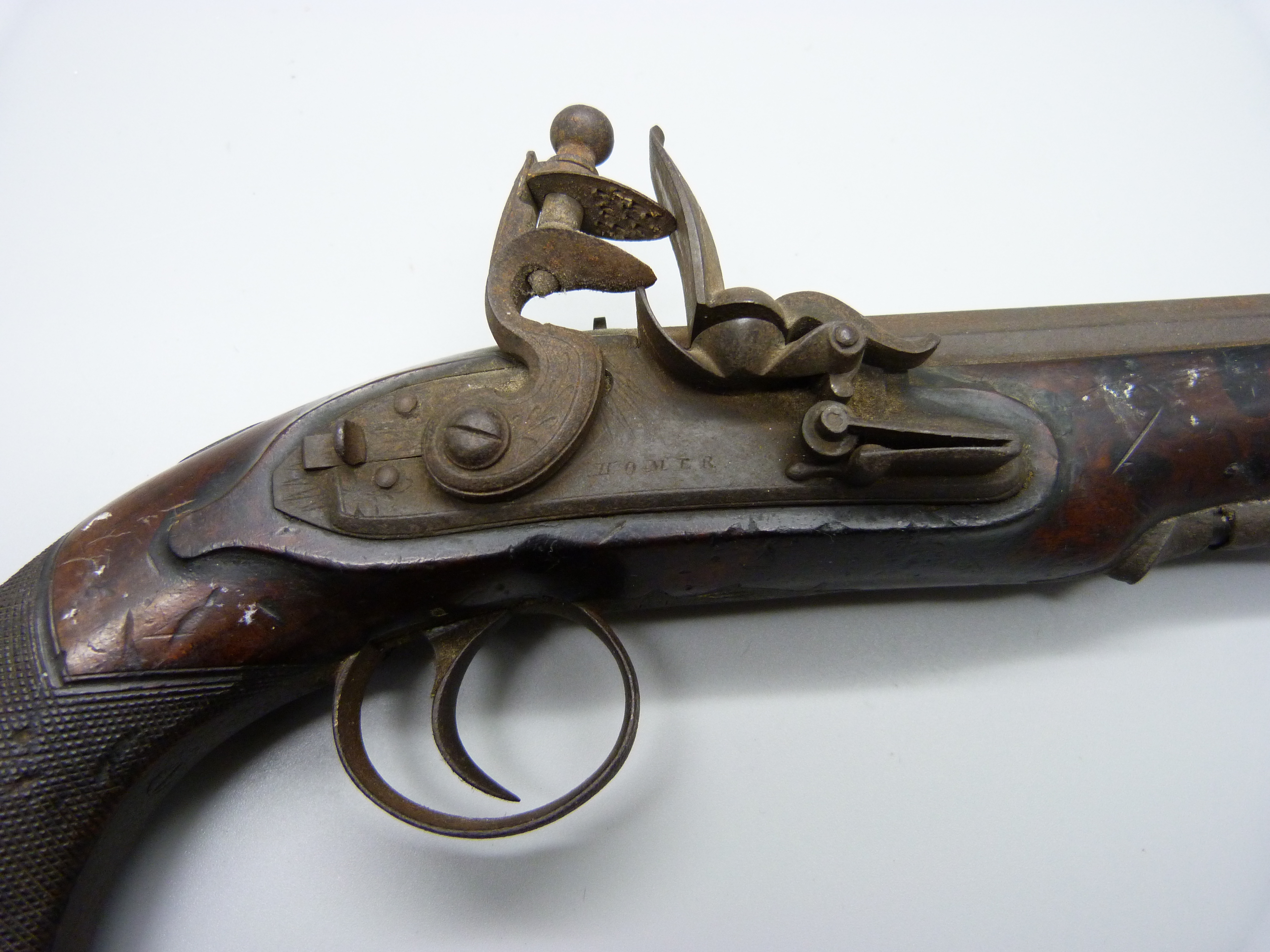 An 18th Century flintlock pistol, 22cm, the barrel engraved 'Police Nottingham' - Image 2 of 4