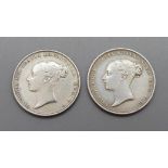 Two Victorian sixpence coins, 1839 and 1853