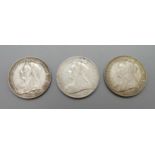 Three florins, 1895, 1896 and 1897
