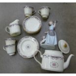 Minton teaware and a continental figure