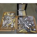 Two boxes of plated and stainless steel cutlery **PLEASE NOTE THIS LOT IS NOT ELIGIBLE FOR POSTING
