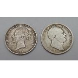 Two half crowns, 1836 and 1844