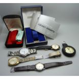 Wristwatches including Montine, Pioneer and Sekonda and an empty Seiko box