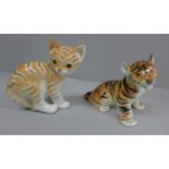 A porcelain kitten and a tiger, made in USSR