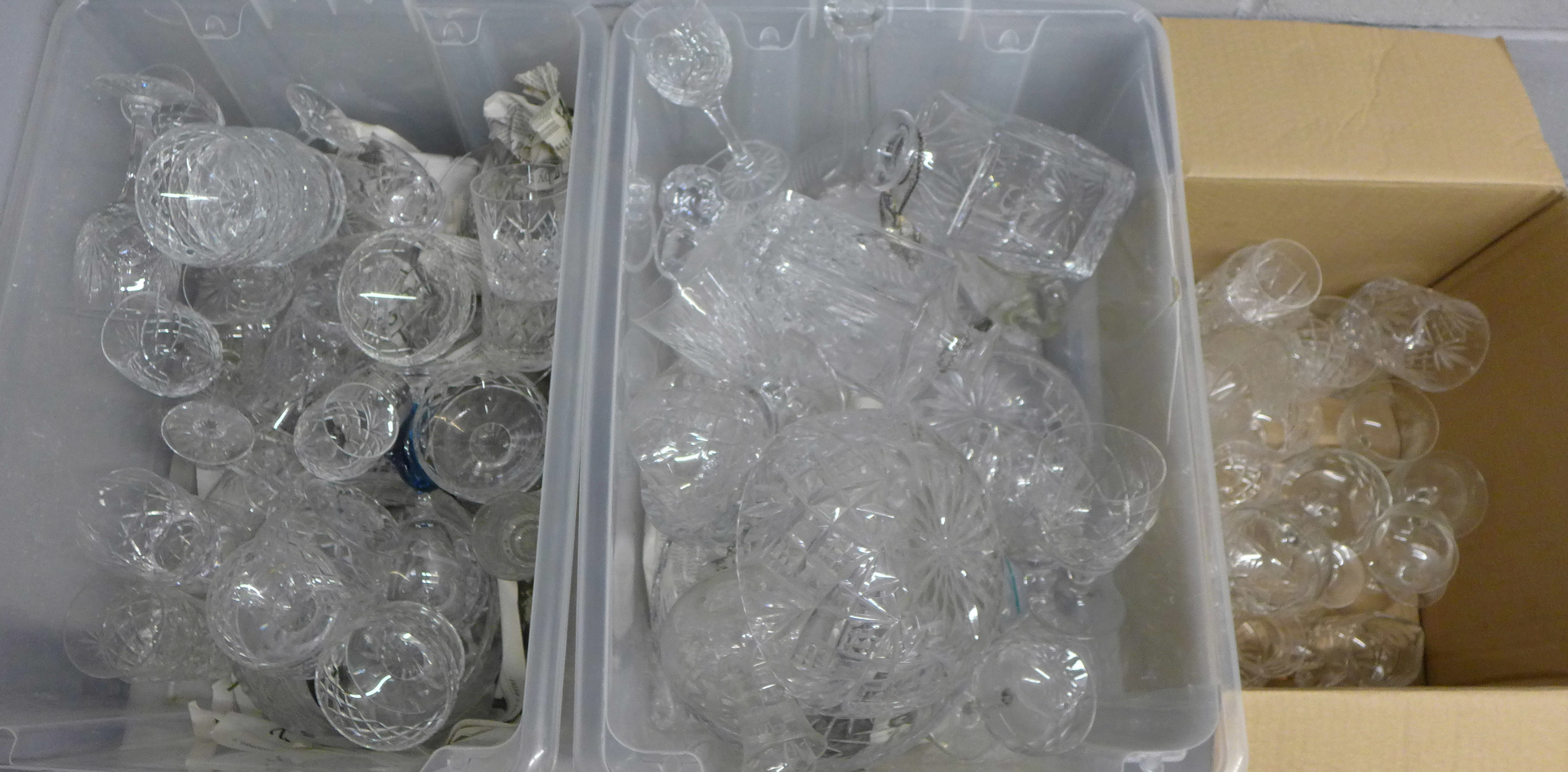 Three boxes of crystal and glass **PLEASE NOTE THIS LOT IS NOT ELIGIBLE FOR POSTING AND PACKING**